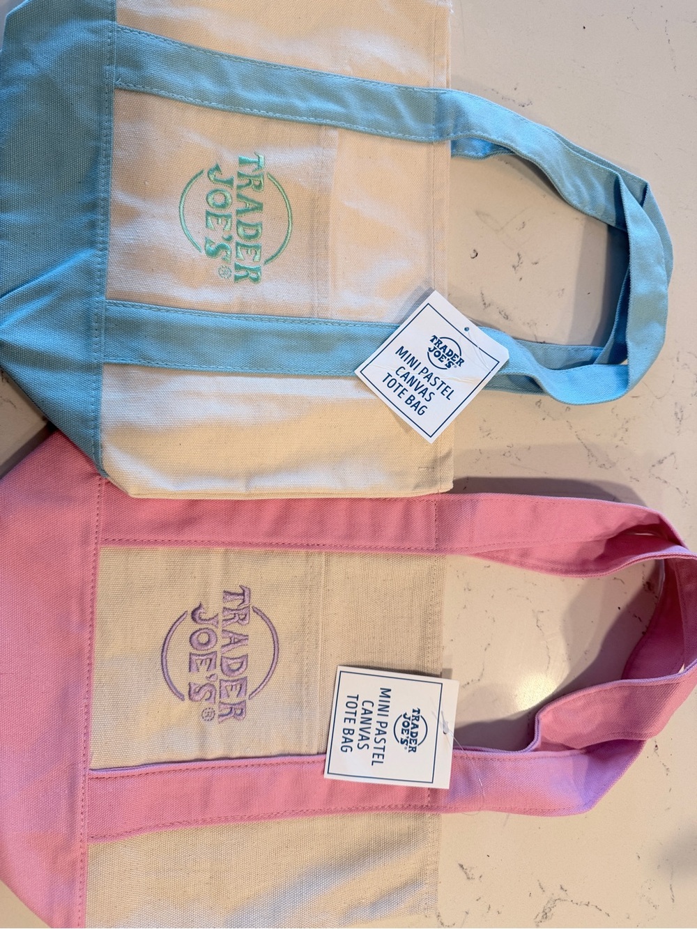 Mini Pastel Canvas Tote Bag - Pink or Light Blue